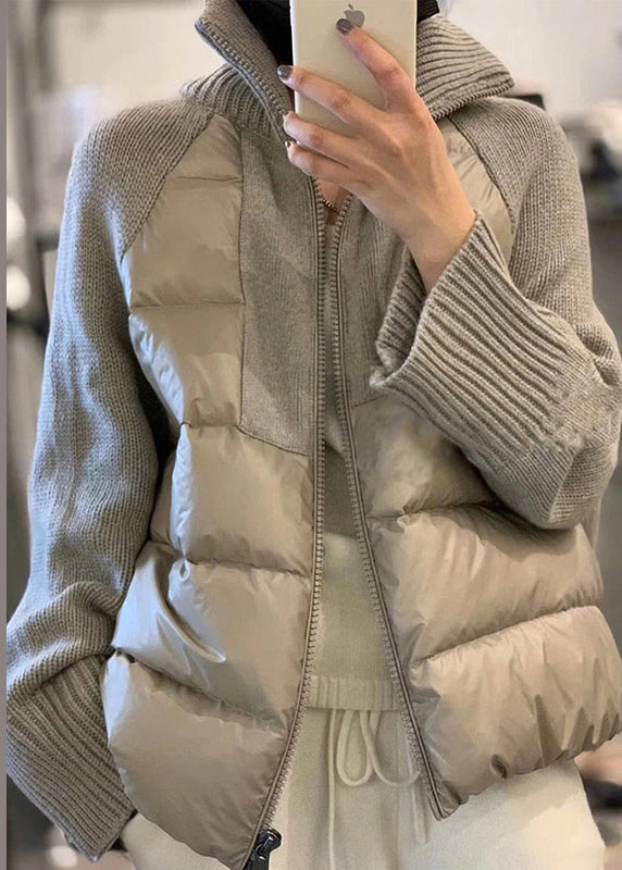 Veste Parka à Col Roulé pour Femme en Tricot avec Zip 3