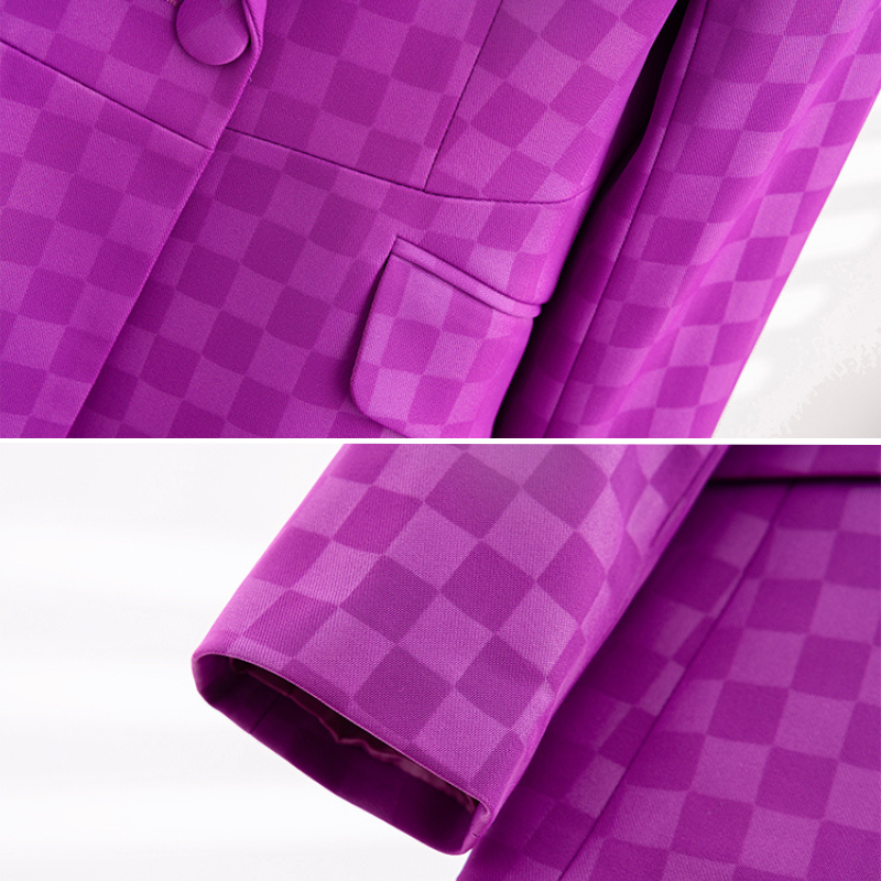 Veste à Carreaux Élégante pour Femme en Mélange Acétate-Spandex 4