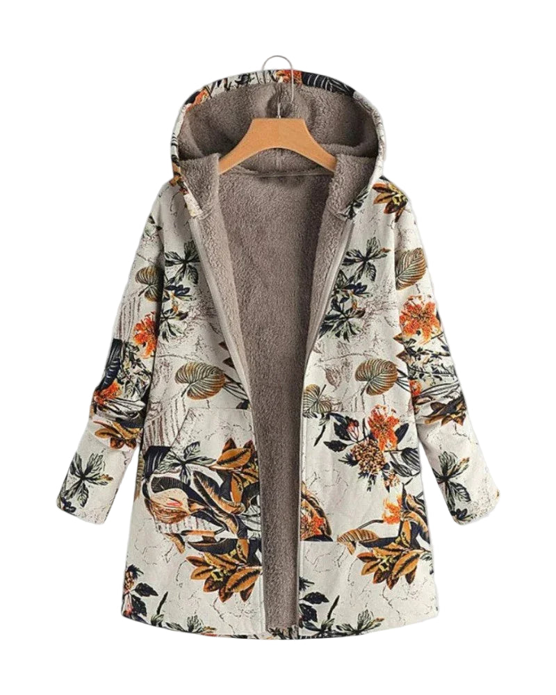 Veste à capuche pour femme en polaire florale 1