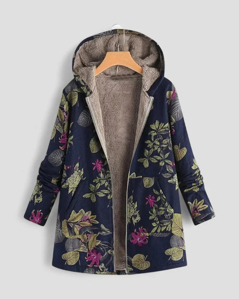 Veste à capuche pour femme en polaire florale 2