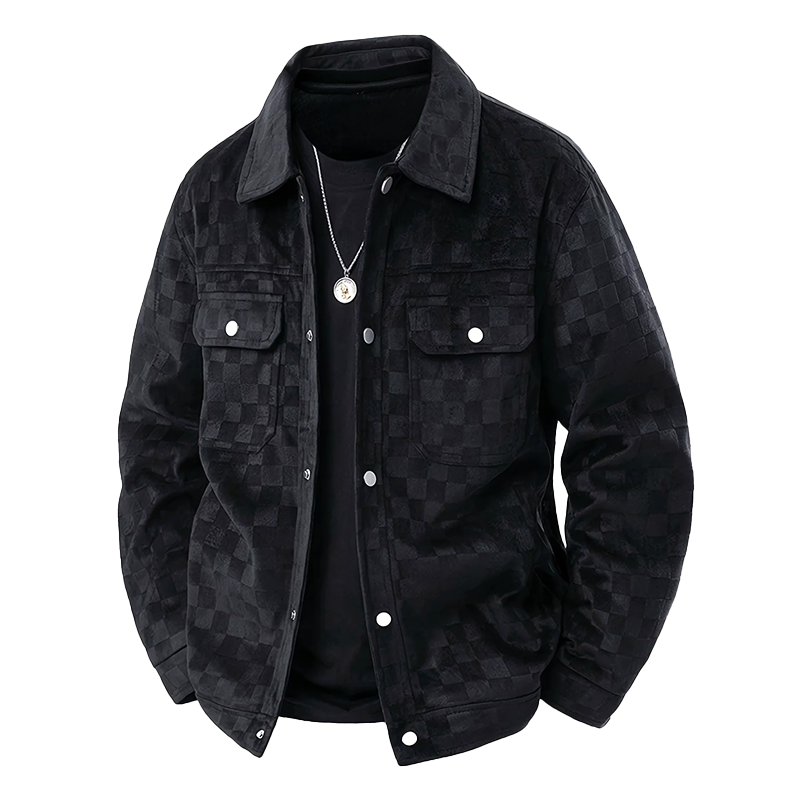 Veste à carreaux pour hommes avec fermeture boutonnée 0