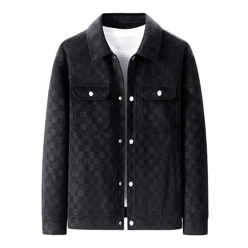 Veste à carreaux pour hommes avec fermeture boutonnée 4