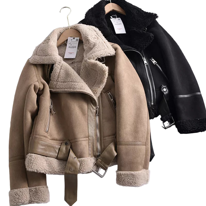 Veste d&#39;Hiver Femme en Cuir Suédé Tendance 0