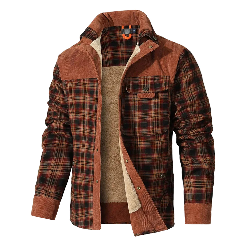 Veste d'Hiver pour Hommes Bomber à Carreaux Doublée Sherpa 0