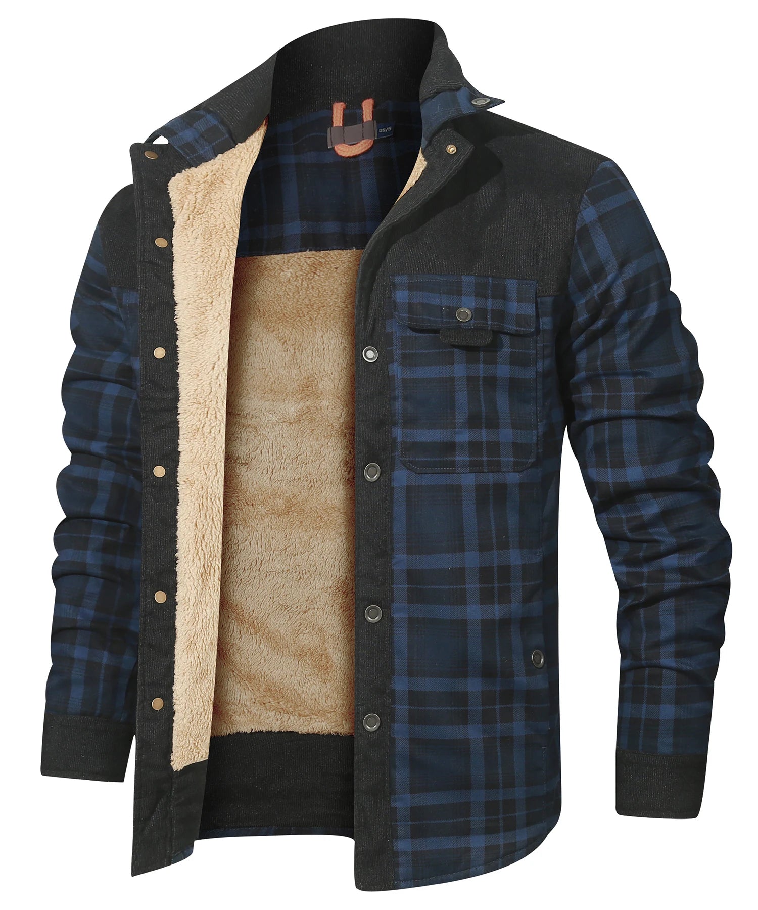 Veste d'Hiver pour Hommes Bomber à Carreaux Doublée Sherpa 10