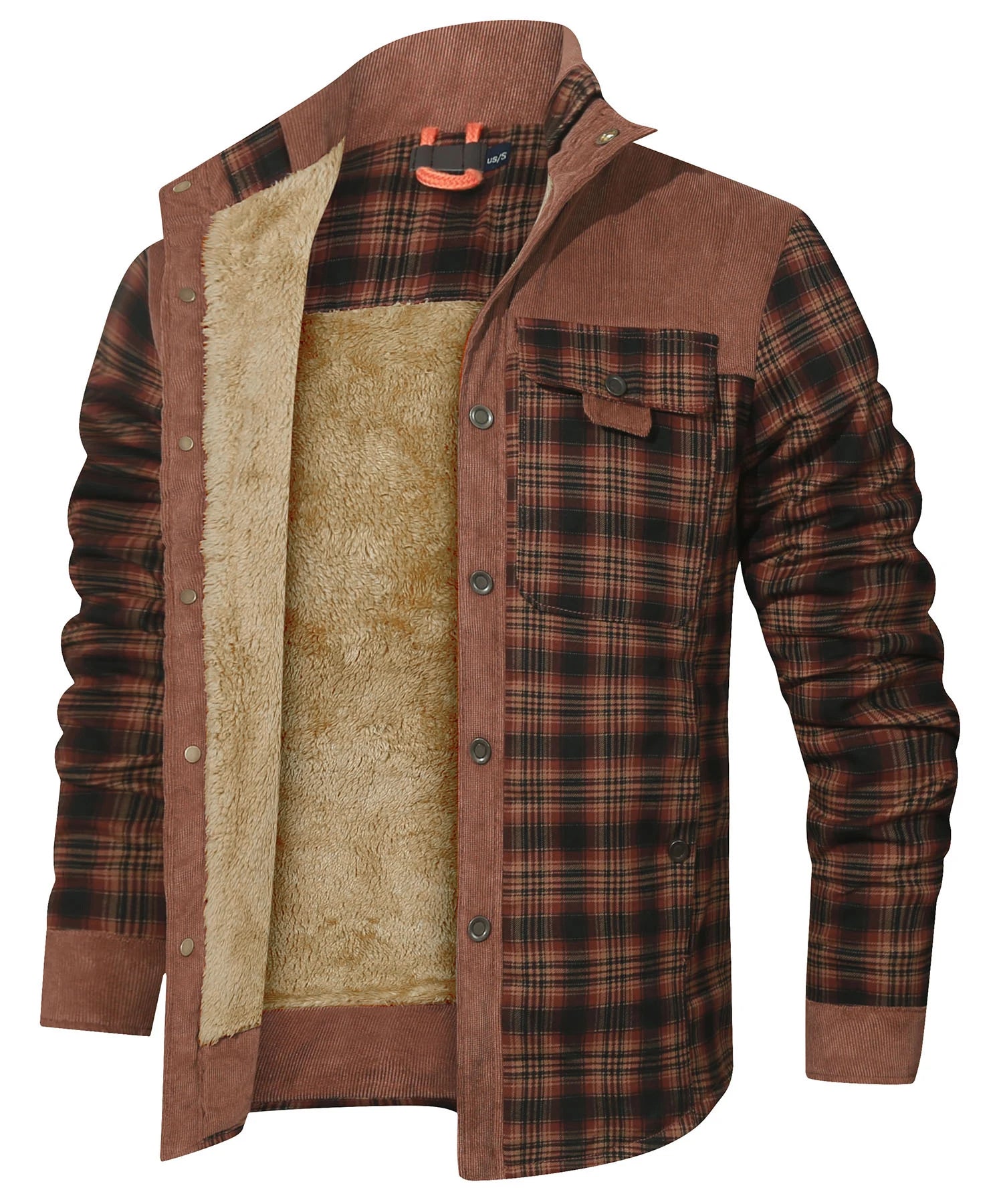 Veste d'Hiver pour Hommes Bomber à Carreaux Doublée Sherpa 11