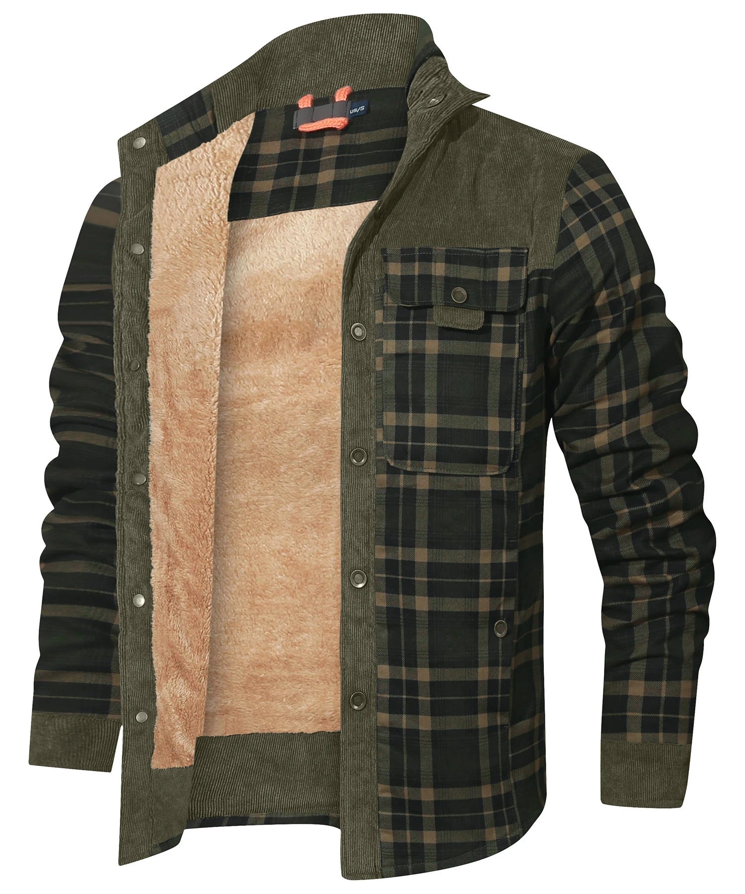 Veste d'Hiver pour Hommes Bomber à Carreaux Doublée Sherpa 12