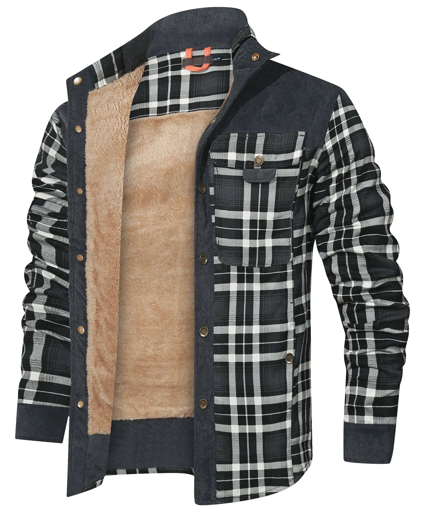 Veste d'Hiver pour Hommes Bomber à Carreaux Doublée Sherpa 13