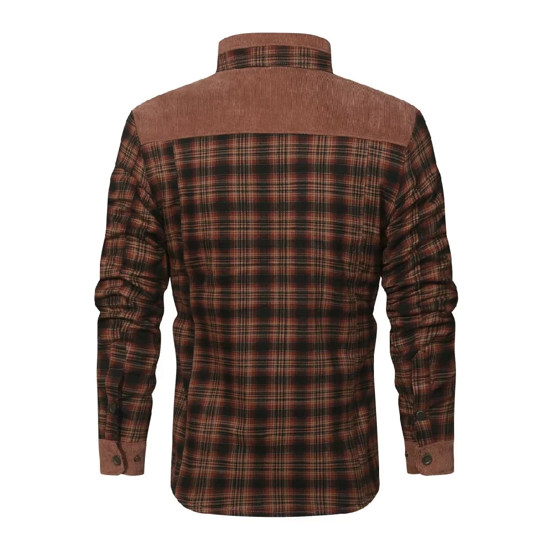 Veste d'Hiver pour Hommes Bomber à Carreaux Doublée Sherpa 1