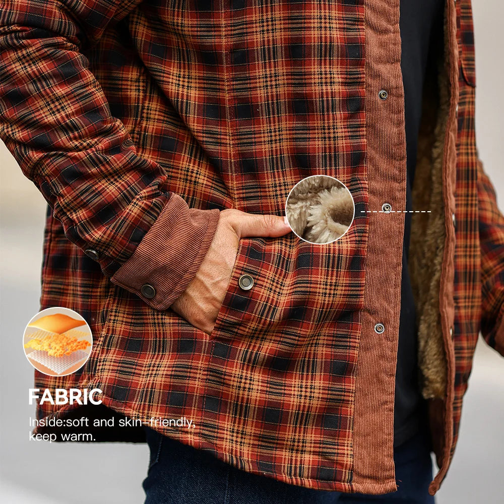 Veste d'Hiver pour Hommes Bomber à Carreaux Doublée Sherpa 2