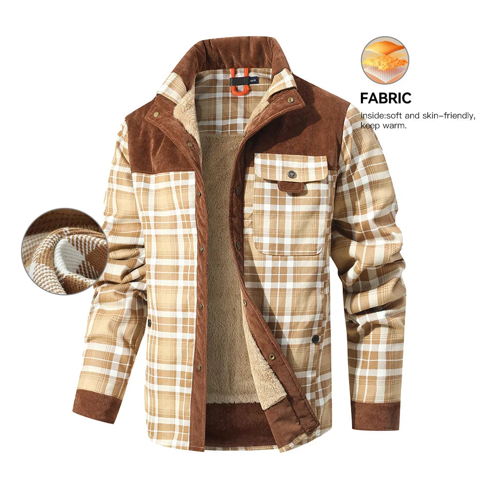 Veste d'Hiver pour Hommes Bomber à Carreaux Doublée Sherpa 3