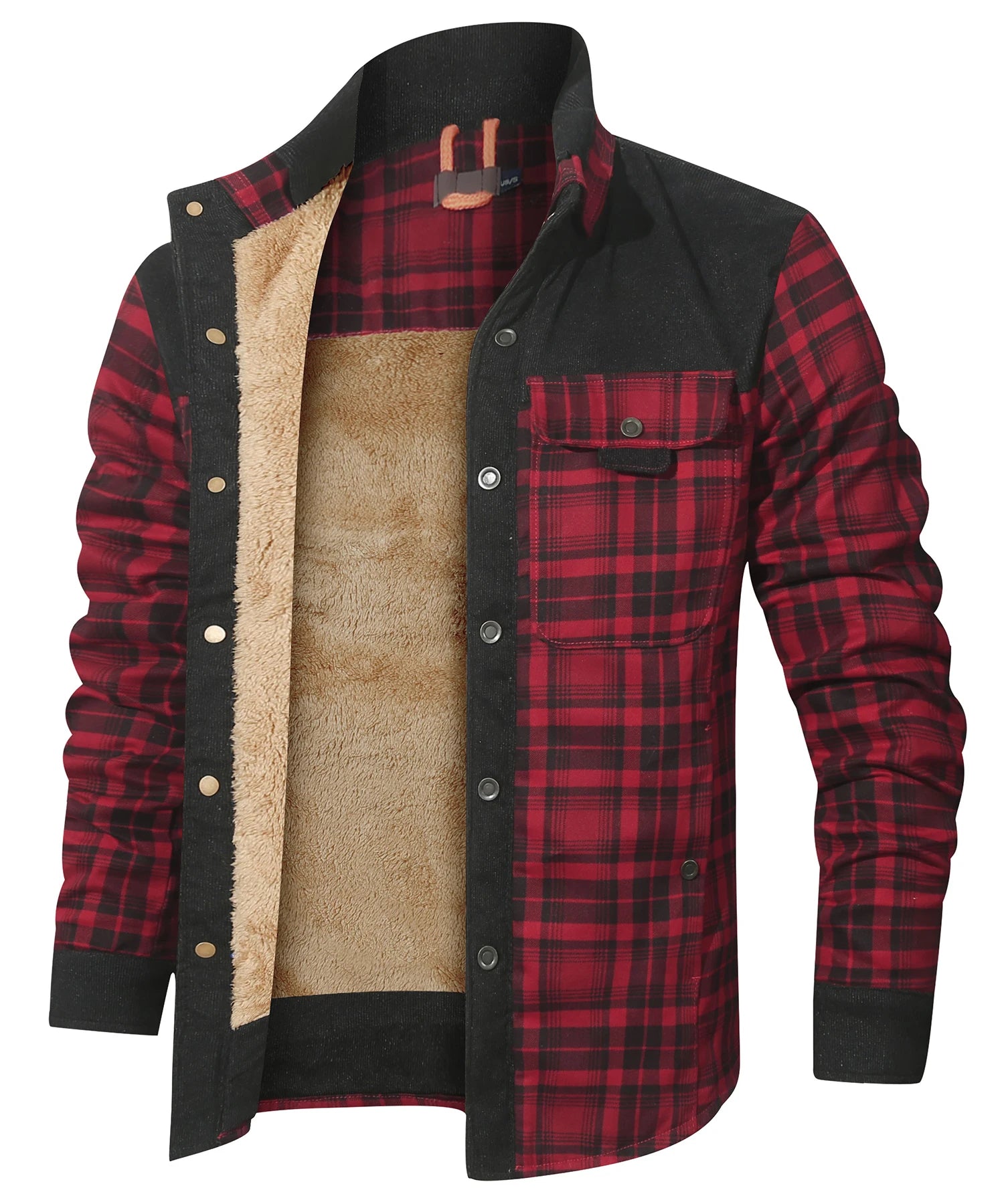 Veste d'Hiver pour Hommes Bomber à Carreaux Doublée Sherpa 6