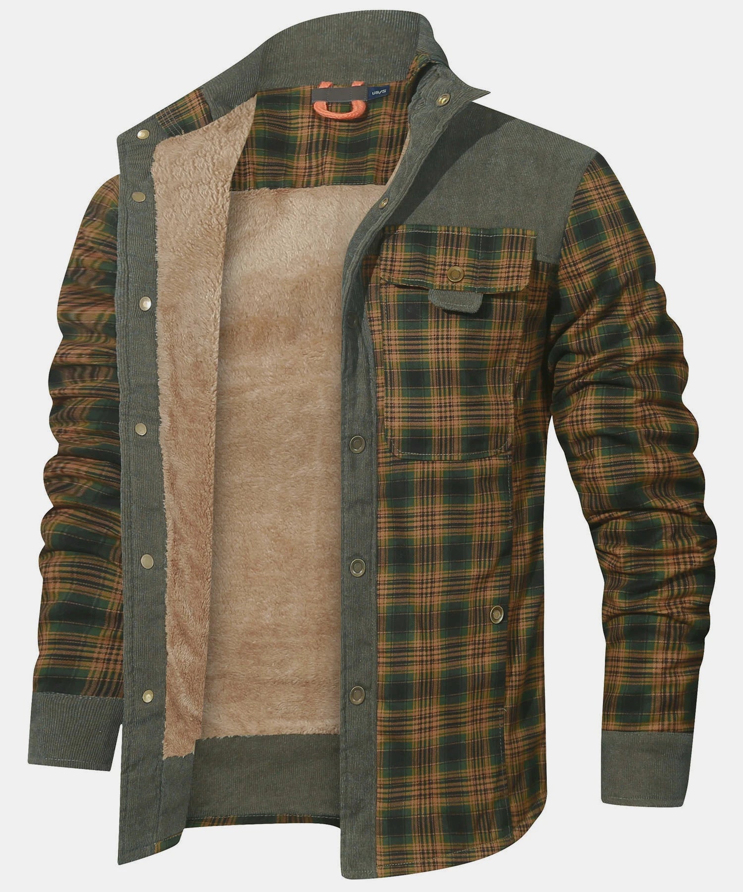 Veste d'Hiver pour Hommes Bomber à Carreaux Doublée Sherpa 7