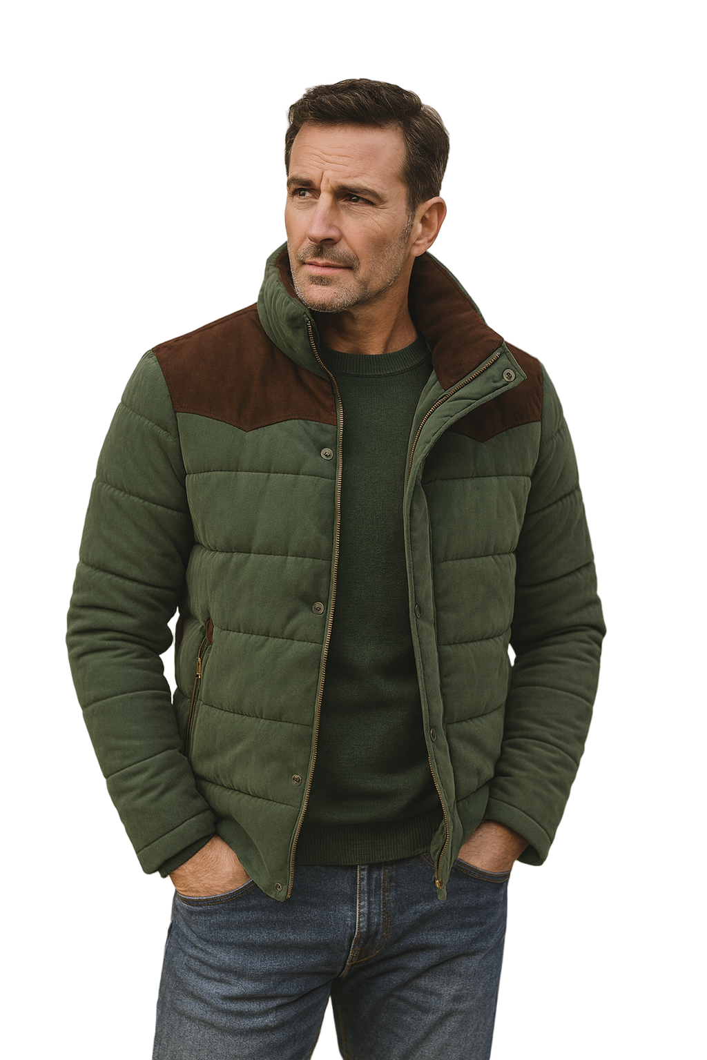 Veste d&#39;hiver Matelassée pour Hommes avec Détails en Daim 0