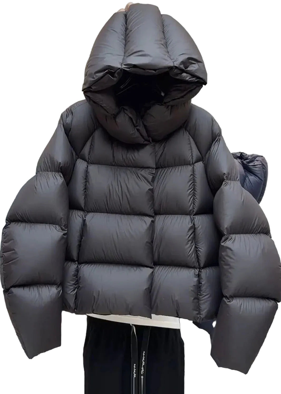 Veste d'hiver à capuche pour femmes coupe ample à carreaux 0