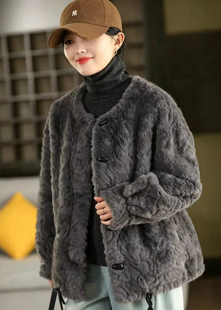 Veste d'hiver femme à col rond avec cordon de serrage 1