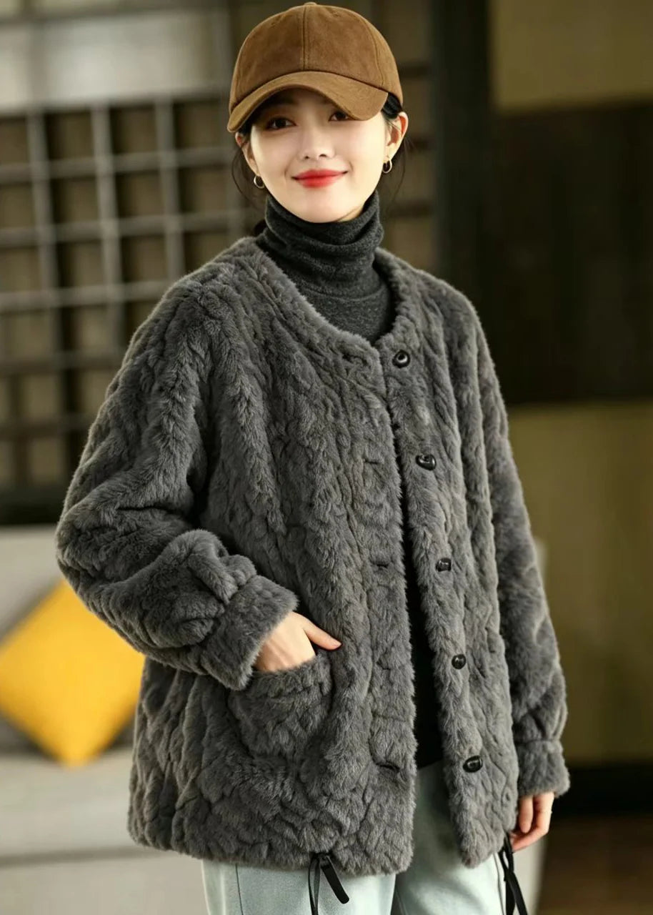 Veste d'hiver femme à col rond avec cordon de serrage 2