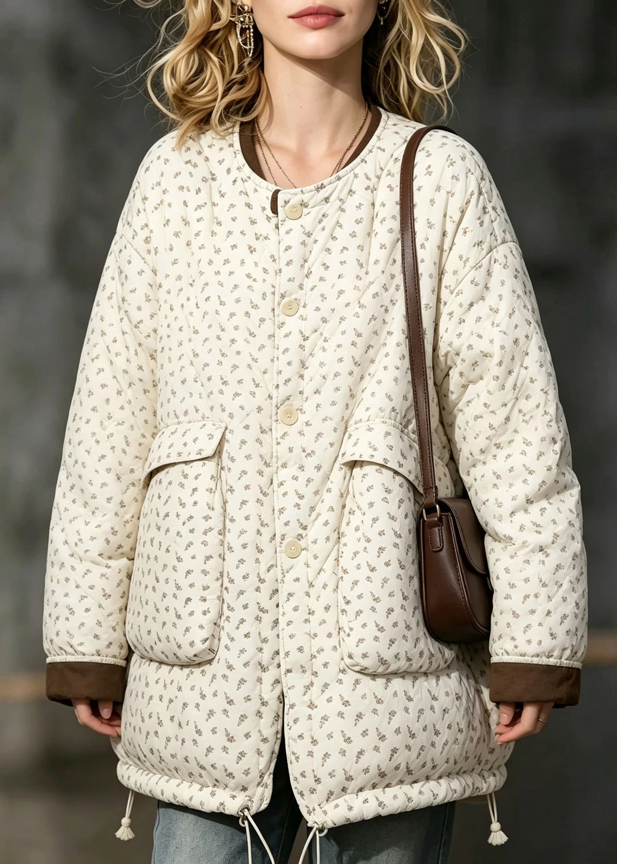 Veste d'hiver femme à poches avec cordon de serrage 2