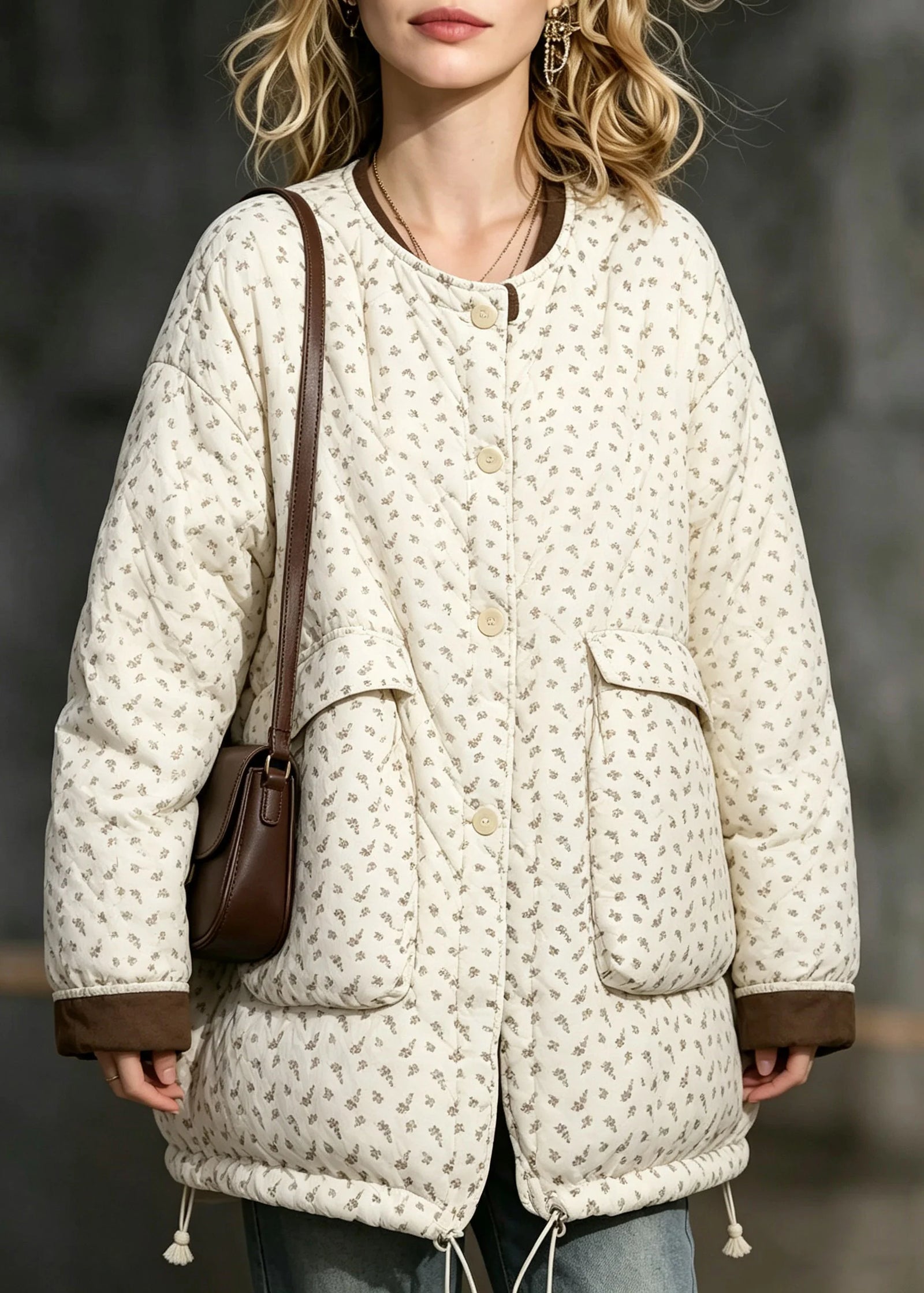 Veste d'hiver femme à poches avec cordon de serrage 4