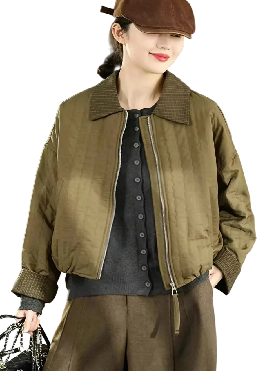 Veste d'hiver matelassée décontractée pour femme à col rabattu 0