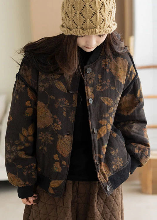 Veste d'hiver oversize à imprimé feuilles pour femme 1