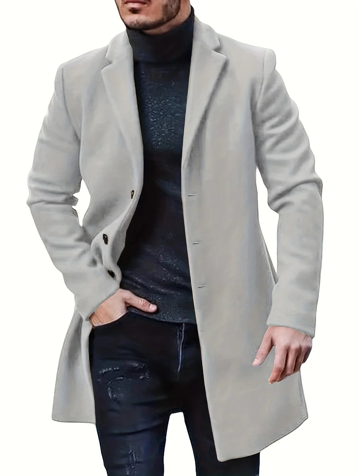 Veste d'hiver pour hommes à simple boutonnage 4