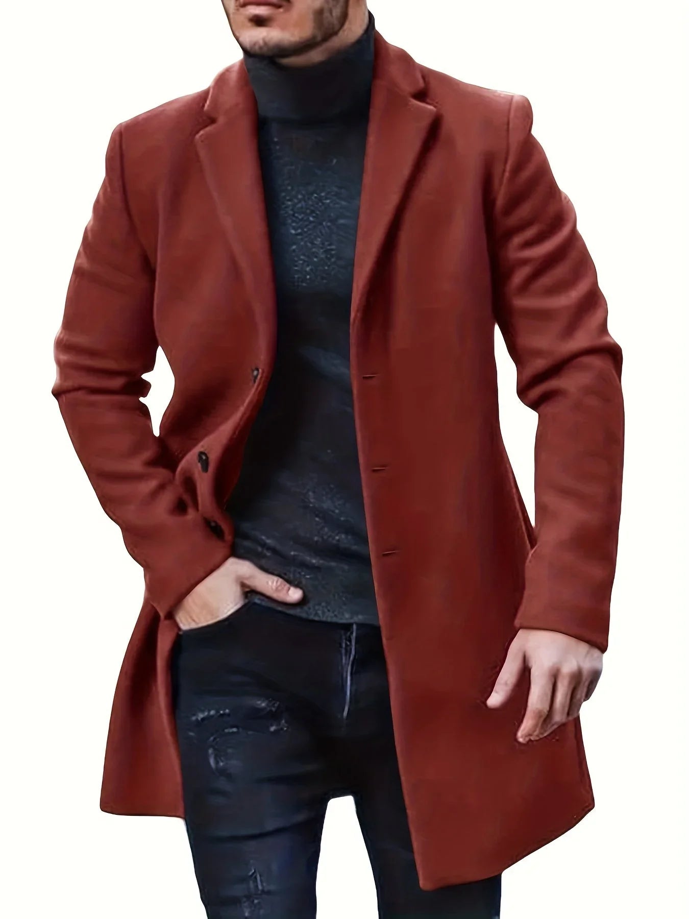 Veste d'hiver pour hommes à simple boutonnage 5