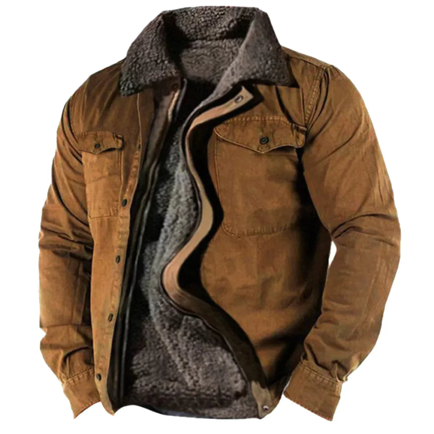 Veste d'hiver pour hommes avec col en fourrure 0