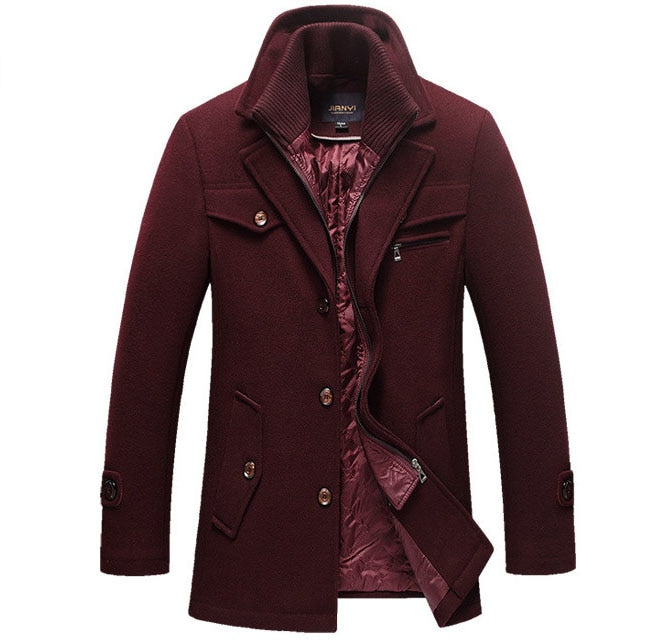 Veste d'hiver pour hommes en laine classique 5