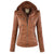Veste en Cuir Femme Été Avec Capuche Amovible Cuir PU 0