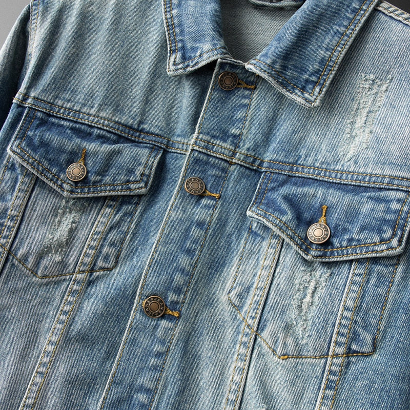 Veste en Jean Homme Ajustée en Denim Royal 2
