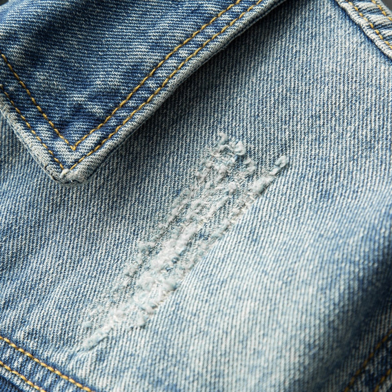 Veste en Jean Homme Ajustée en Denim Royal 4