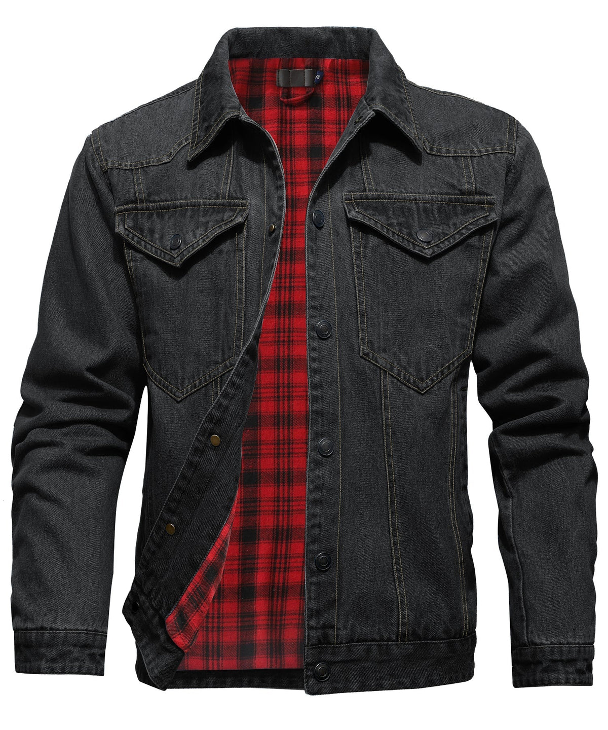 Veste en Jean pour Homme Style Décontracté avec Doublure en Flanelle 1