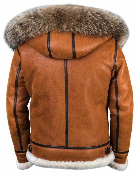Veste en Peau de Mouton avec Capuche en Fourrure 3