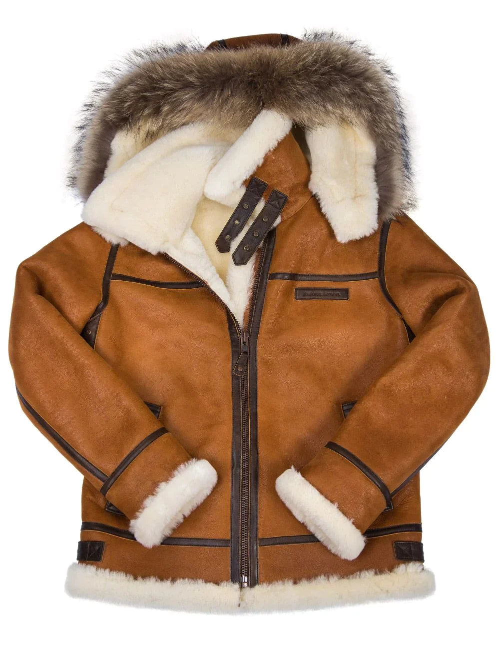 Veste en Peau de Mouton avec Capuche en Fourrure 5
