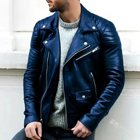 Veste en cuir pour homme style biker 1