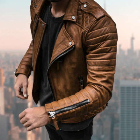 Veste en cuir pour homme style biker 2