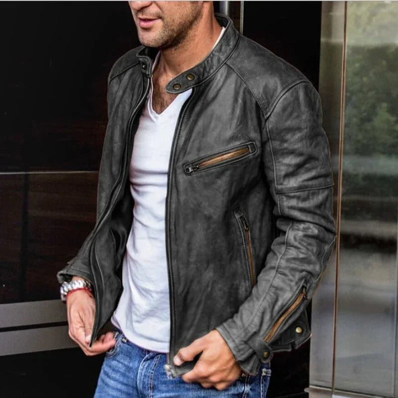 Veste pour hommes en cuir noir au style intemporel 1
