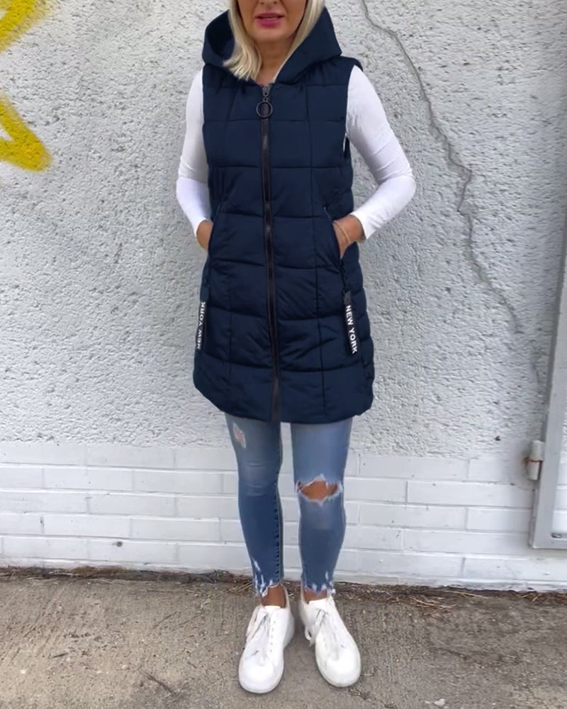 Veste sans manches pour femmes en duvet avec capuche 9