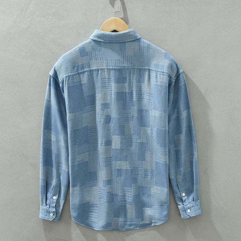 Chemise Homme Patchwork Élégante en Coton et Polyester 3