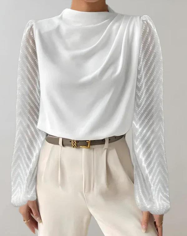 Variant image for Haut Femme Élégant Col Rond Tissu Léger-1