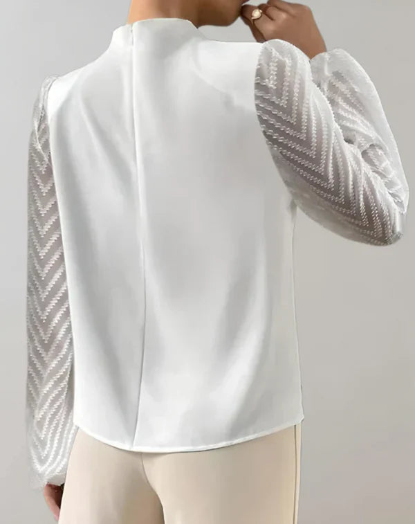 Haut Femme Élégant Col Rond Tissu Léger-3