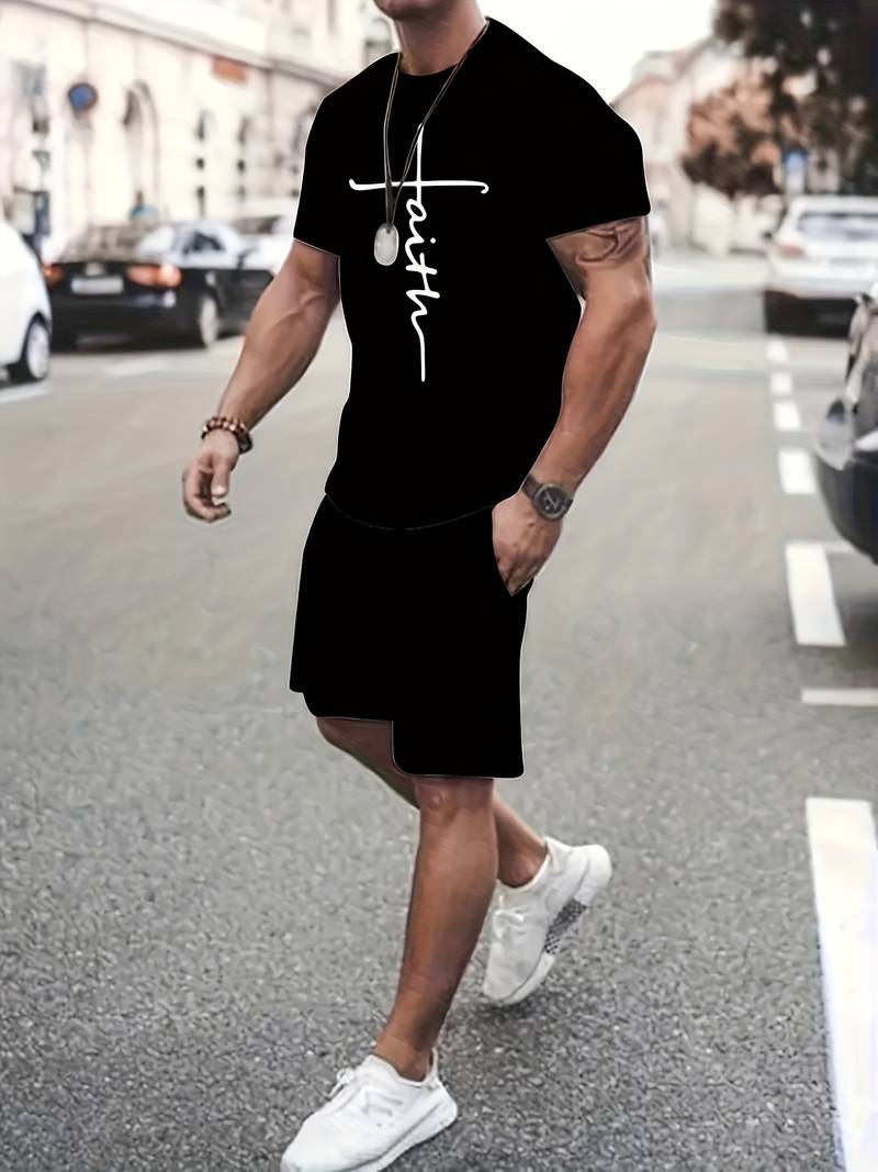 Variant image for Ensemble d'Été Homme T-shirt à Manches Courtes et Short en Coton-19