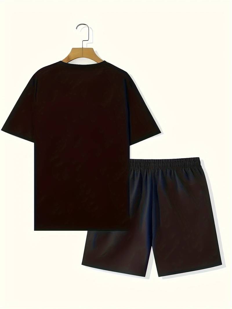 Ensemble d'Été Homme T-shirt à Manches Courtes et Short en Coton-5