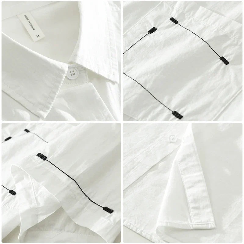 Chemise Homme Manche Courte Coton Décontractée Élégante 5