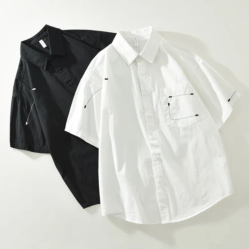 Chemise Homme Manche Courte Coton Décontractée Élégante 6