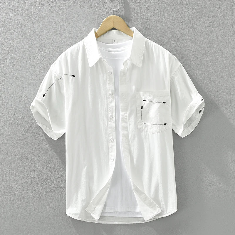 Variant image for Chemise Homme Manche Courte Coton Décontractée Élégante-7