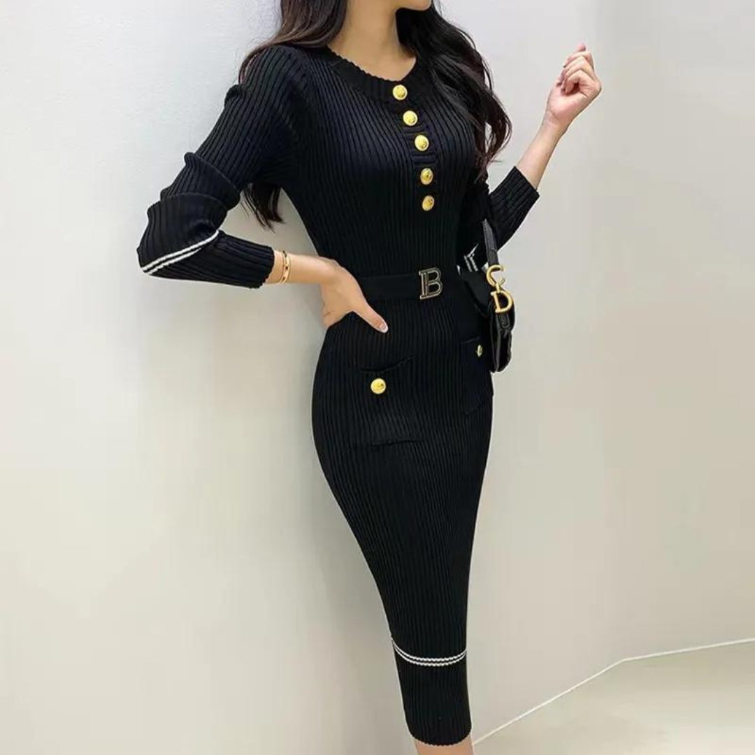 Robe en maille demi-boutonnée pour femmes