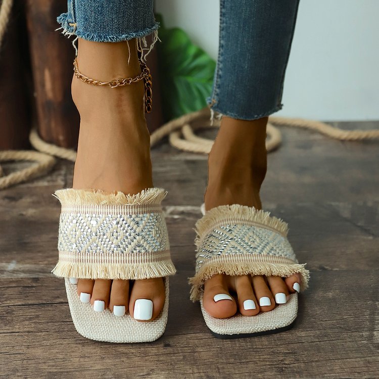 Women’s Boho Fringe Flat Sandals 0
