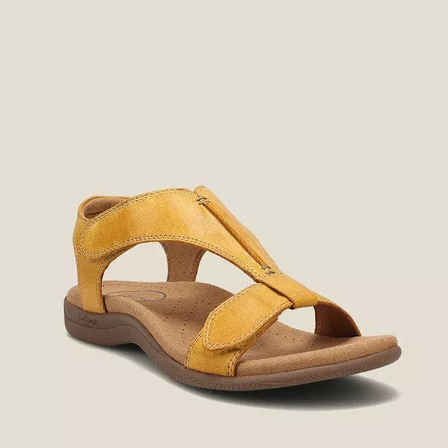 Variant image for Sandales Femme Jaunes Vintage Orthopédiques Confortables Cuir Synthétique-19